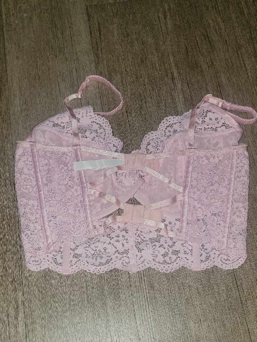 For Love And Lemons Pale Pink Lace Longline Bralette - Picture 3 of 4